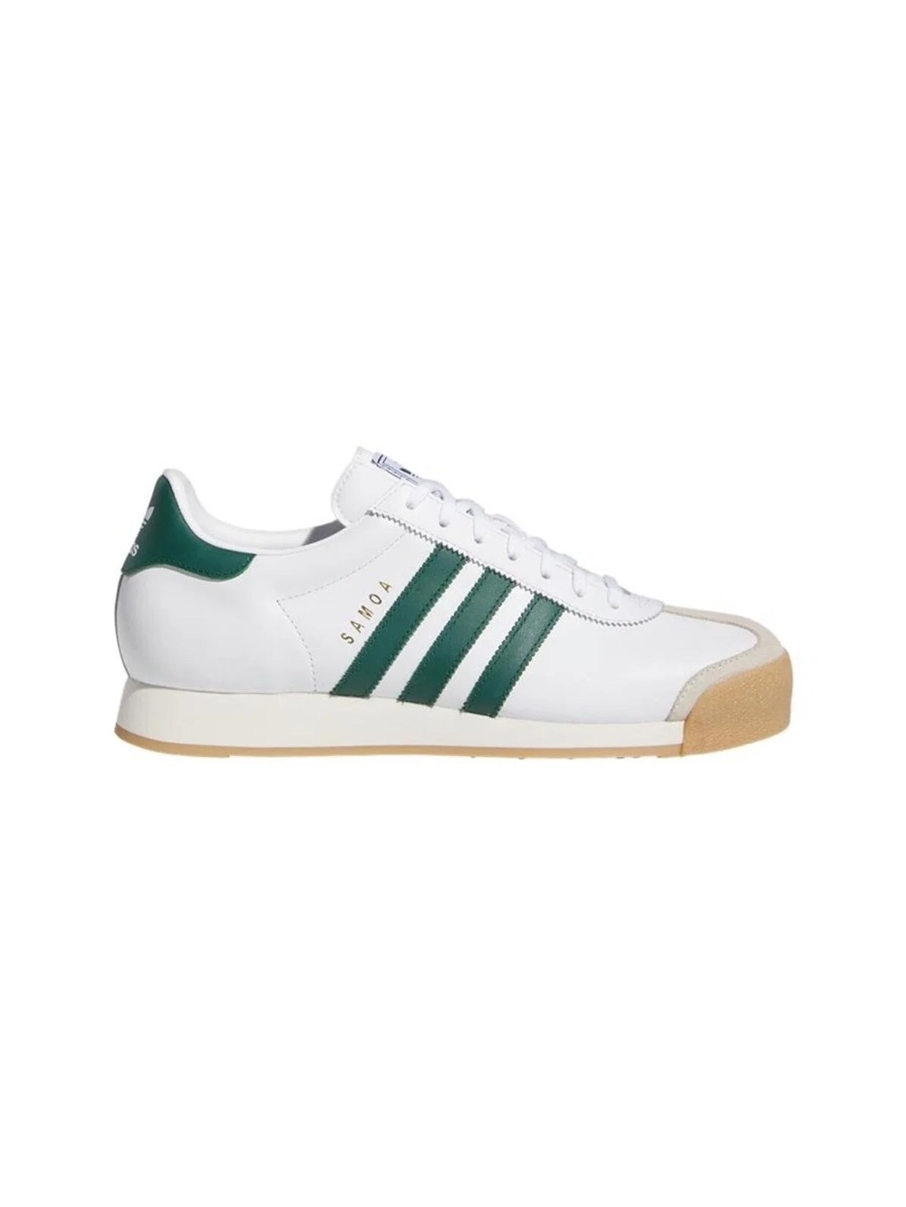 Adidas Samoa White Leather Sneakers with Green Stripes